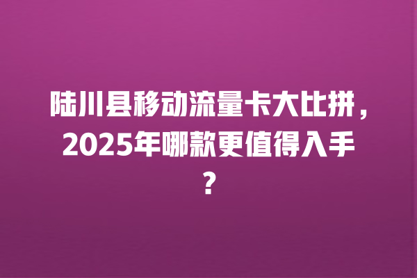 陆川县移动流量卡大比拼，2025年哪款更值得入手？