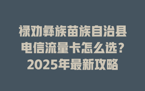 禄劝彝族苗族自治县电信流量卡怎么选？2025年最新攻略