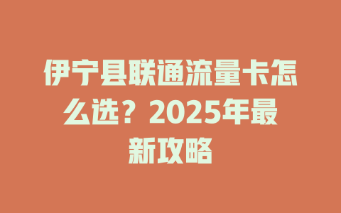 伊宁县联通流量卡怎么选？2025年最新攻略