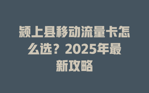 颍上县移动流量卡怎么选？2025年最新攻略