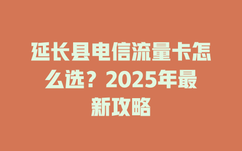 延长县电信流量卡怎么选？2025年最新攻略