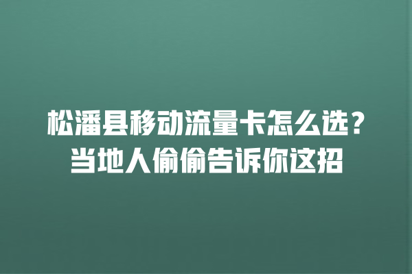 松潘县移动流量卡怎么选？当地人偷偷告诉你这招