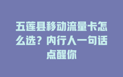 五莲县移动流量卡怎么选？内行人一句话点醒你