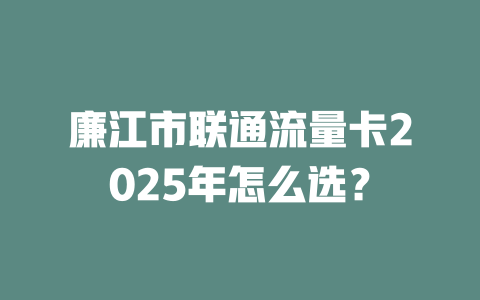 廉江市联通流量卡2025年怎么选？