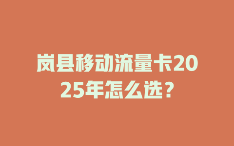 岚县移动流量卡2025年怎么选？