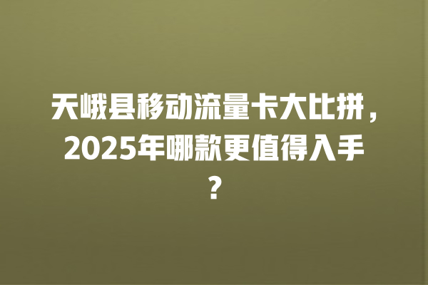 天峨县移动流量卡大比拼，2025年哪款更值得入手？