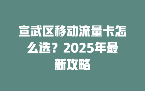 宣武区移动流量卡怎么选？2025年最新攻略