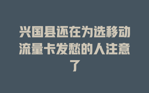 兴国县还在为选移动流量卡发愁的人注意了