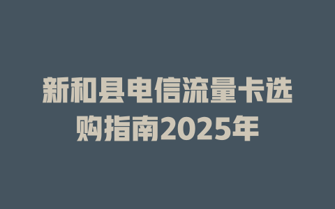 新和县电信流量卡选购指南2025年