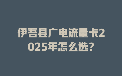 伊吾县广电流量卡2025年怎么选？