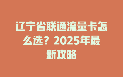 辽宁省联通流量卡怎么选？2025年最新攻略