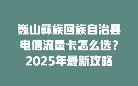 巍山彝族回族自治县电信流量卡怎么选？2025年最新攻略