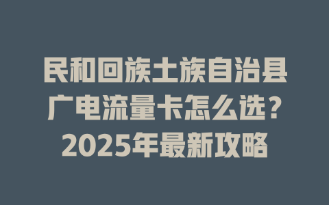 民和回族土族自治县广电流量卡怎么选？2025年最新攻略