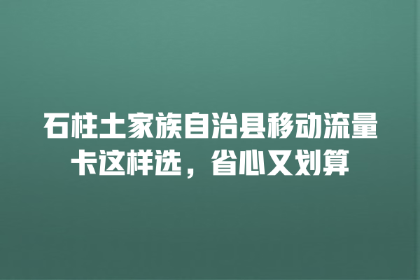 石柱土家族自治县移动流量卡这样选，省心又划算