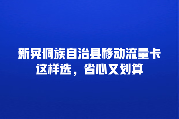 新晃侗族自治县移动流量卡这样选，省心又划算