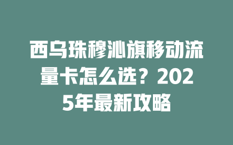 西乌珠穆沁旗移动流量卡怎么选？2025年最新攻略