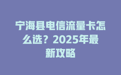 宁海县电信流量卡怎么选？2025年最新攻略