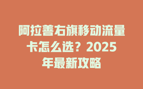 阿拉善右旗移动流量卡怎么选？2025年最新攻略