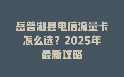 岳普湖县电信流量卡怎么选？2025年最新攻略
