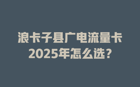 浪卡子县广电流量卡2025年怎么选？