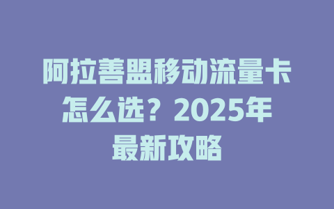 阿拉善盟移动流量卡怎么选？2025年最新攻略