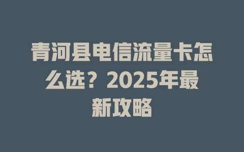 青河县电信流量卡怎么选？2025年最新攻略