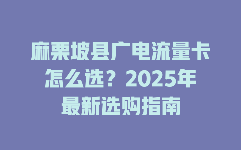 麻栗坡县广电流量卡怎么选？2025年最新选购指南