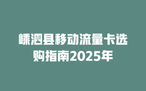 嵊泗县移动流量卡选购指南2025年