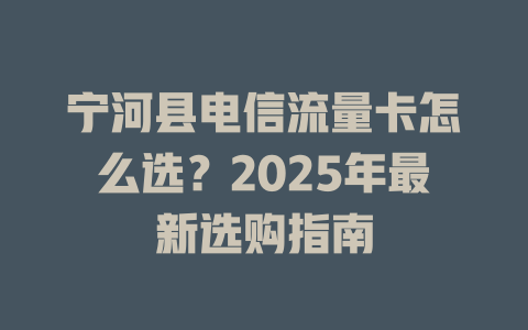 宁河县电信流量卡怎么选？2025年最新选购指南