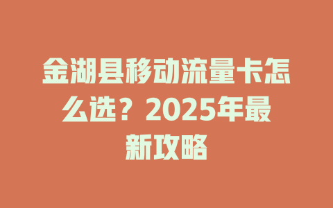 金湖县移动流量卡怎么选？2025年最新攻略