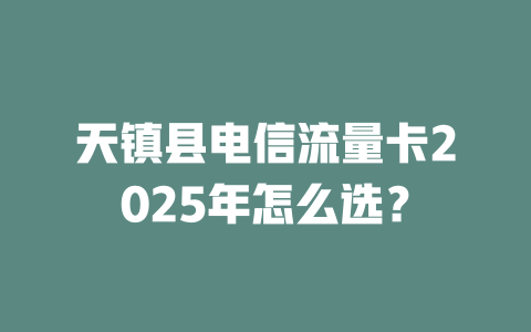 天镇县电信流量卡2025年怎么选？