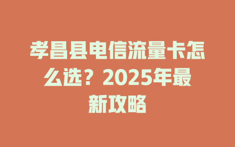 孝昌县电信流量卡怎么选？2025年最新攻略