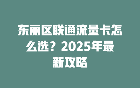 东丽区联通流量卡怎么选？2025年最新攻略