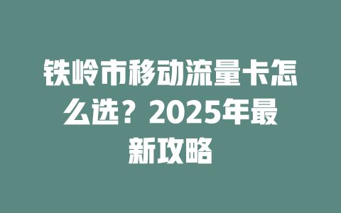 铁岭市移动流量卡怎么选？2025年最新攻略