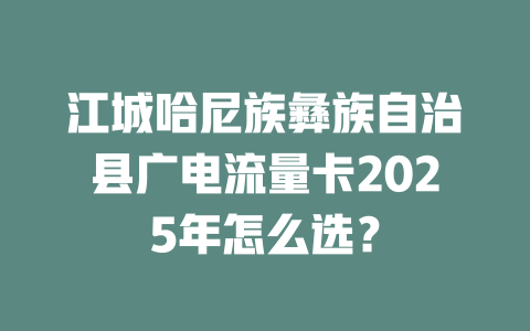 江城哈尼族彝族自治县广电流量卡2025年怎么选？
