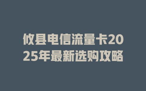 攸县电信流量卡2025年最新选购攻略