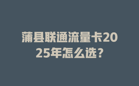 蒲县联通流量卡2025年怎么选？