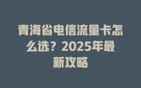 青海省电信流量卡怎么选？2025年最新攻略