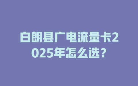 白朗县广电流量卡2025年怎么选？