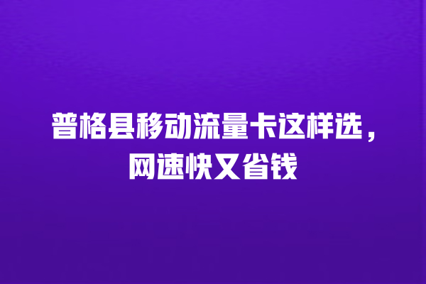 普格县移动流量卡这样选，网速快又省钱