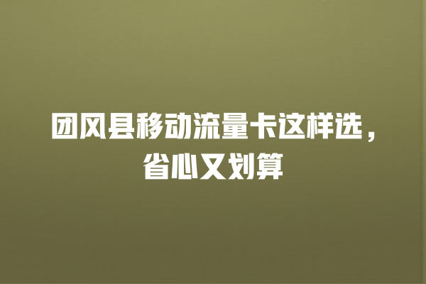团风县移动流量卡这样选，省心又划算