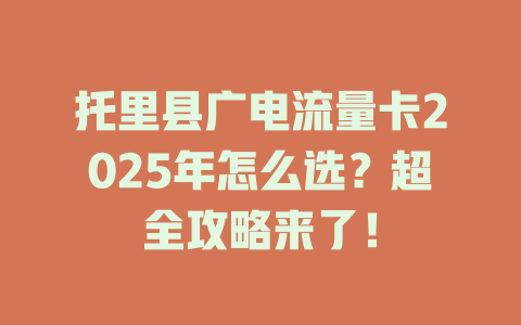 托里县广电流量卡2025年怎么选？超全攻略来了！