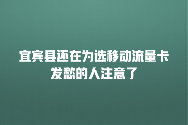 宜宾县还在为选移动流量卡发愁的人注意了