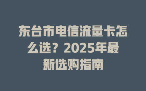 东台市电信流量卡怎么选？2025年最新选购指南