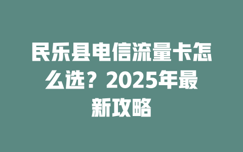 民乐县电信流量卡怎么选？2025年最新攻略