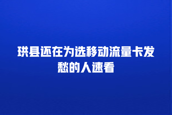 珙县还在为选移动流量卡发愁的人速看