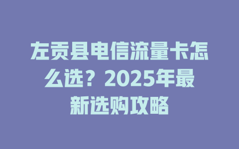 左贡县电信流量卡怎么选？2025年最新选购攻略