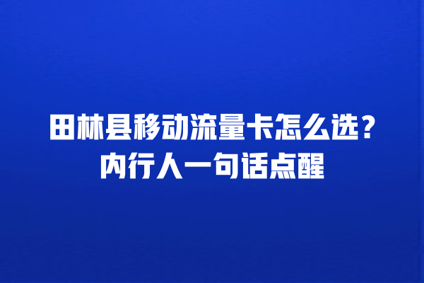 田林县移动流量卡怎么选？内行人一句话点醒