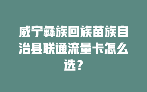威宁彝族回族苗族自治县联通流量卡怎么选？