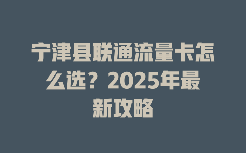 宁津县联通流量卡怎么选？2025年最新攻略